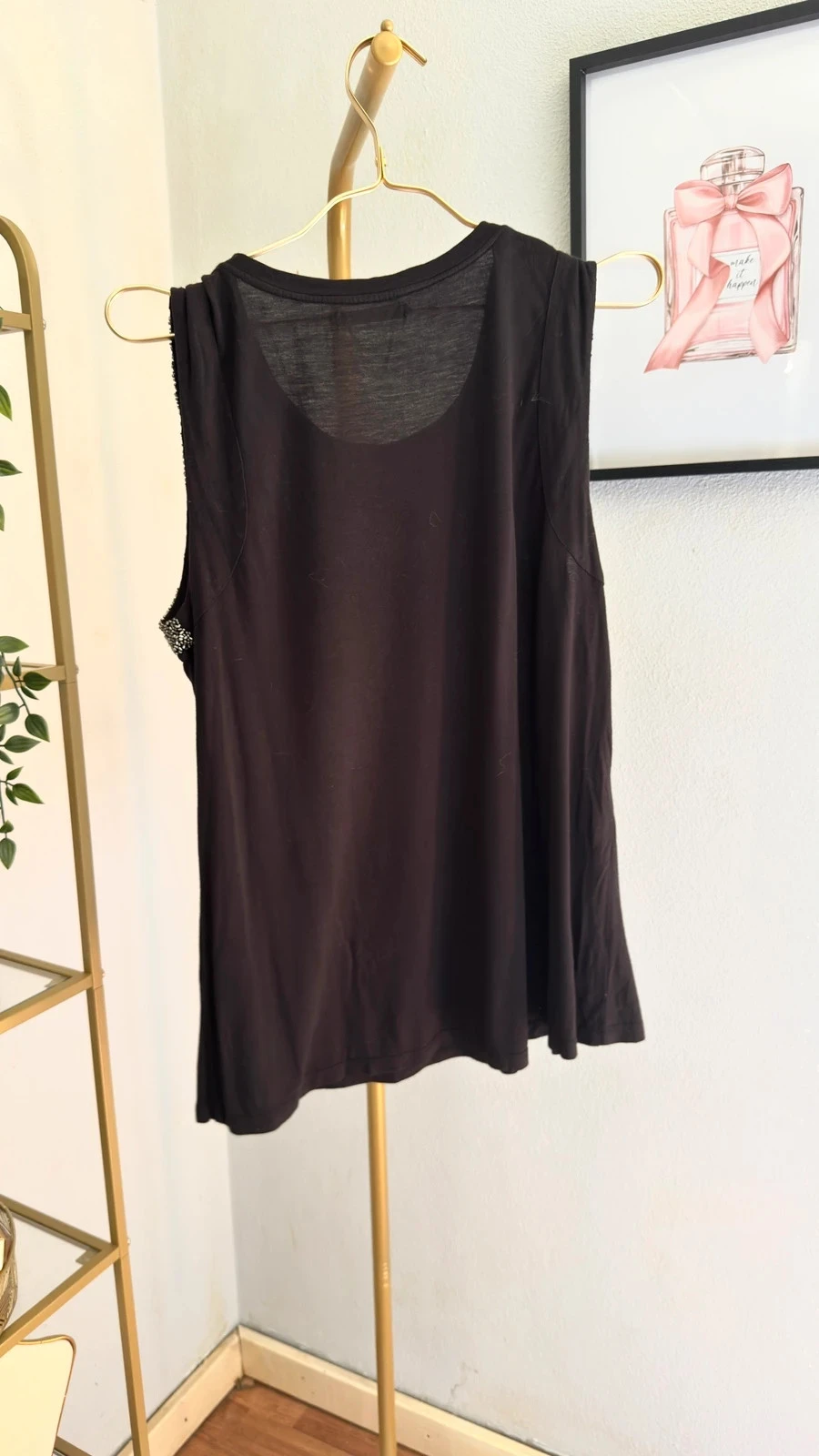 Lindo Top / T-Shirt de Alças Preto com Pedraria LFT • L • TN286 – photo 6